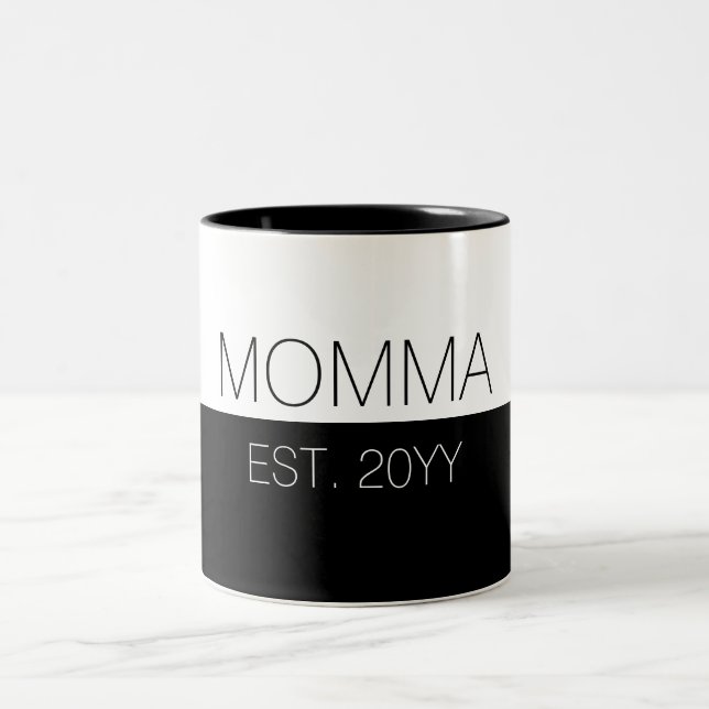  Momma Established | Elegant Gifts For New Mom Two-Tone Coffee Mug (Center)