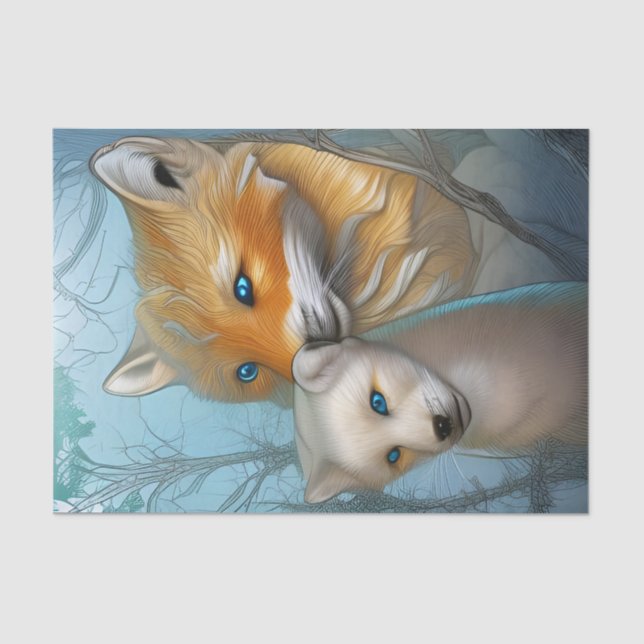 Momma Fox and baby  Tissue Paper (Front)
