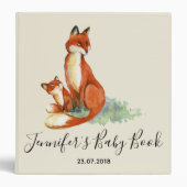 Momma Fox and Baby Watercolor Illustration 3 Ring Binder (Front)