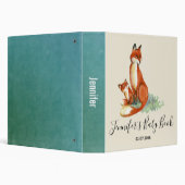 Momma Fox and Baby Watercolor Illustration 3 Ring Binder (Background)