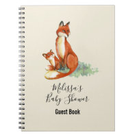 Momma Fox and Baby Watercolor Illustration Notebook