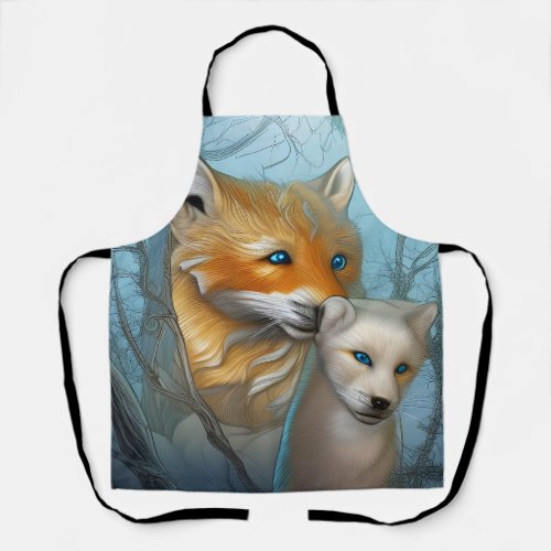 Momma fox and her baby  apron