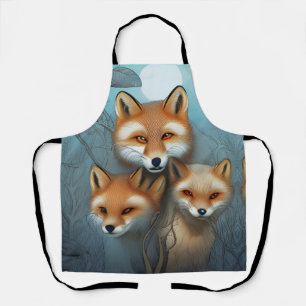 Momma fox and two babies apron