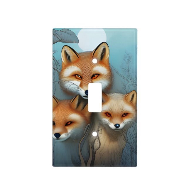 Momma fox and two babies light switch cover (Front)