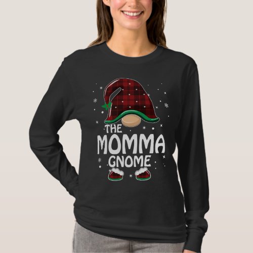 Momma Gnome Buffalo Plaid Matching Family Christma T_Shirt
