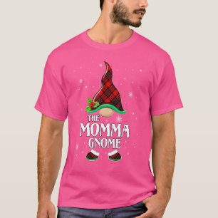 Momma Gnome Red Plaid Matching Family Christmas Pa T-Shirt
