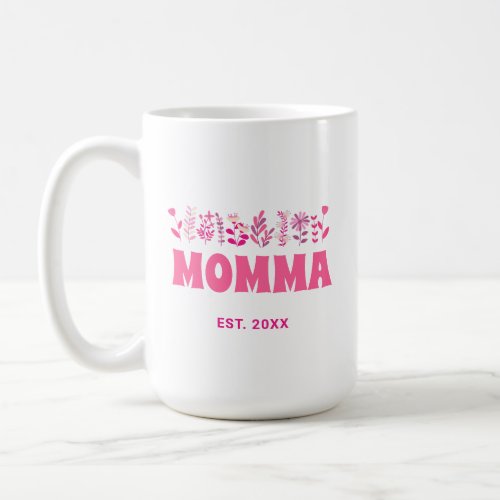 Momma Groovy Flower Vintage Pink Floral Custom Mom Coffee Mug