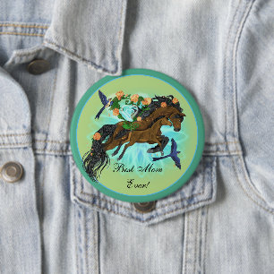 Momma Horse and foal Button