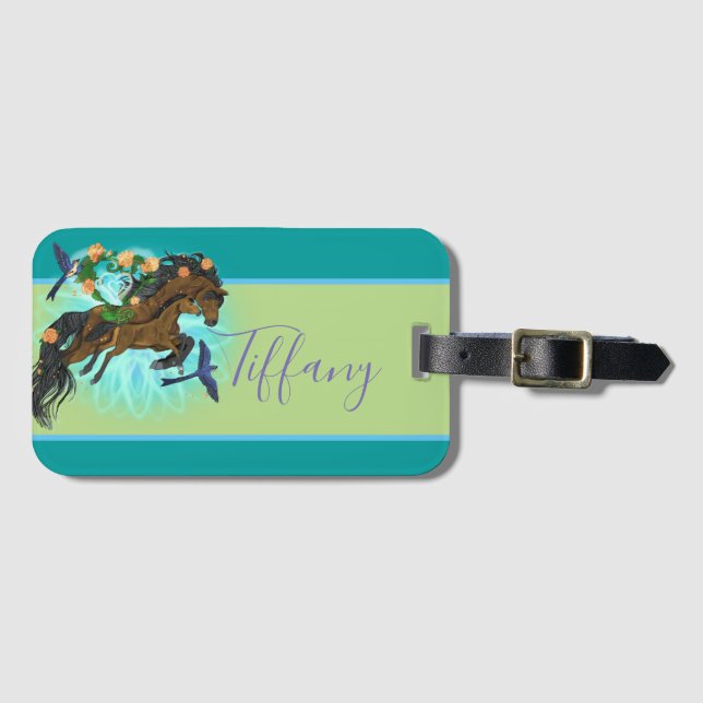 Momma Horse and foal Luggage Tag (Front Horizontal)