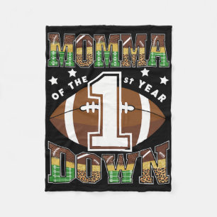 Momma Of The 1st Year Down Football First Birthday Fleece Blanket