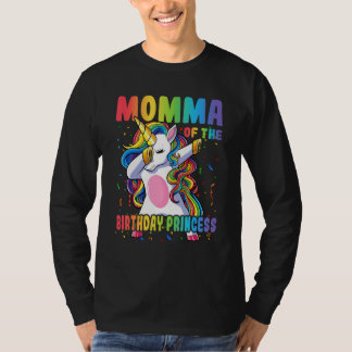 Momma Of The Birthday Princess Dabbing Unicorn Gir T-Shirt