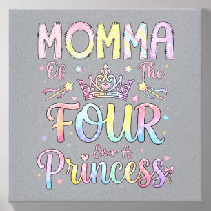 Momma Of The Four A Princess 4th Birthday Girl Canvas Photo Tile