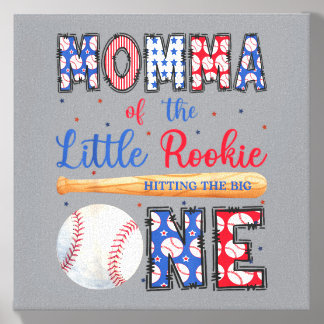 Momma Of The One Little Rookie Baseball 1st Canvas Photo Tile