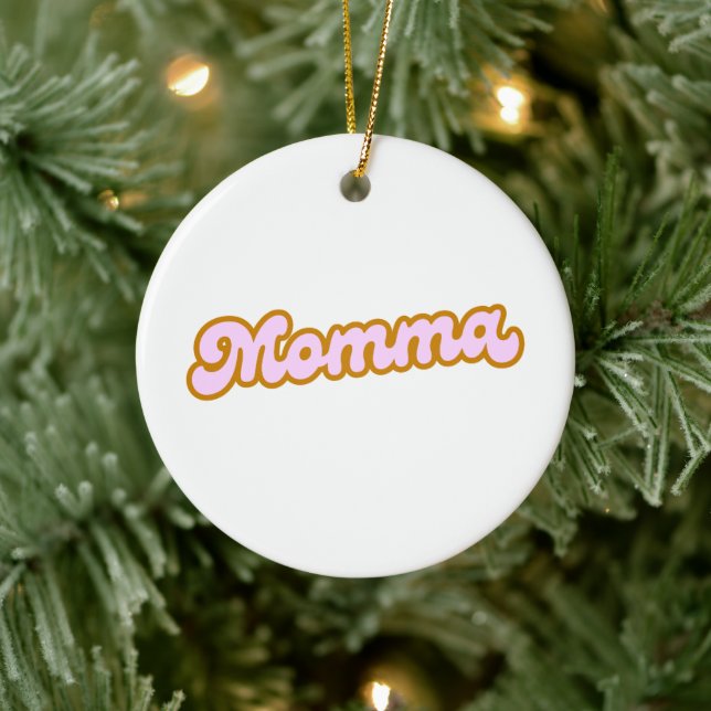 Momma | Pink Cute Mom Ceramic Ornament (Tree)