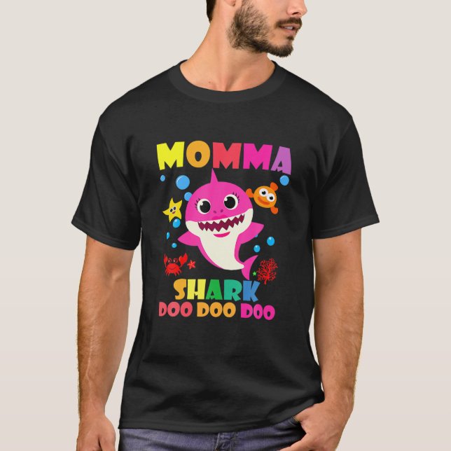 Momma Shark Doo Doo Funny Baby Mommy Daddy Kids T-Shirt (Front)