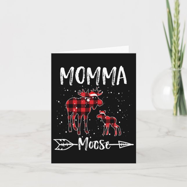Momma X-mas Moose Santa Family Matching Pajamas  Card (Front)