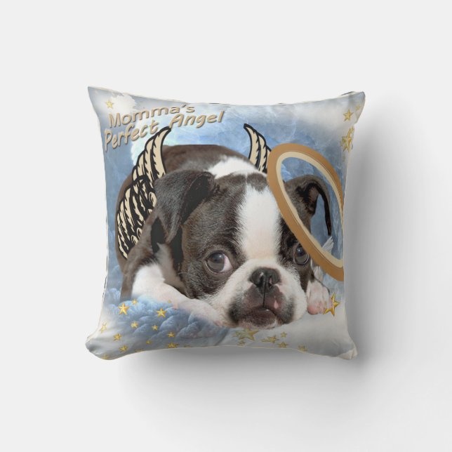 Momma's Lil Angel Boston Terrier Pillow (Front)
