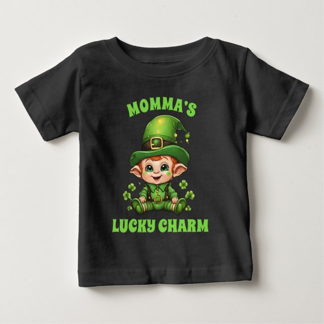 Momma's Lucky Charm Baby Baby T-Shirt (Front)