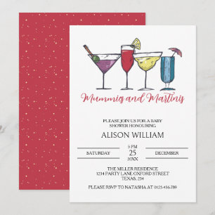 Mommies and Martinis Modern Baby Shower Invitation