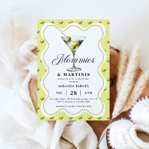 Mommies & Martinis Olive Martini Glass Baby Shower Invitation
