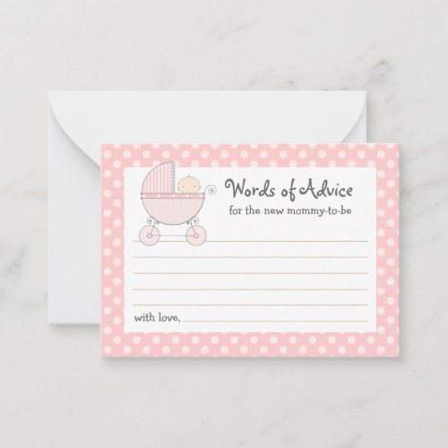 Mommy Advice Card Baby Shower Carriage | Pink Business Card
