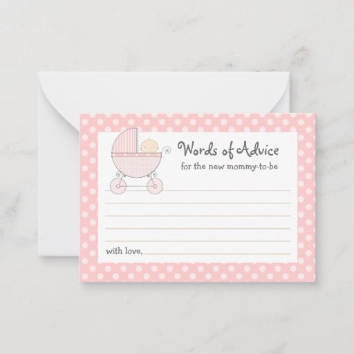 Customizable Mommy Advice Card Baby Shower Carriage | Pink Business Card