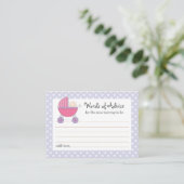 Mommy Advice Card Baby Shower Carriage | Pink (Standing Front)