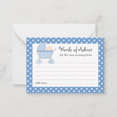 Mommy Advice Card Baby Shower Carriage | Pink Business Card