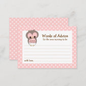 Mommy Advice Card Owl Baby Shower | Pink (Front/Back)