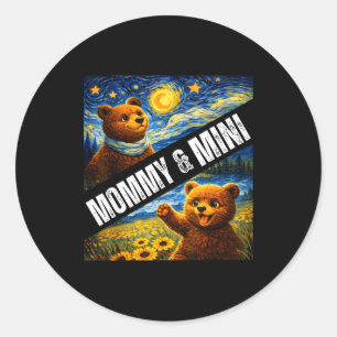 Mommy &amp; mini cute bear matching mother's day classic round sticker