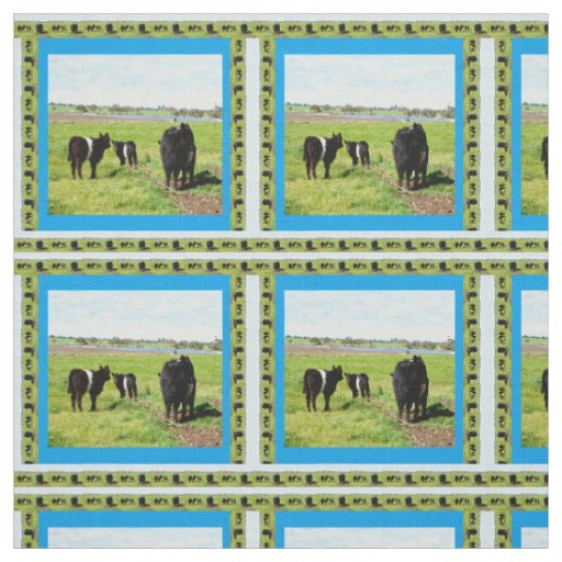 Mommy And Baby Belted Galloway Cows, Fabric