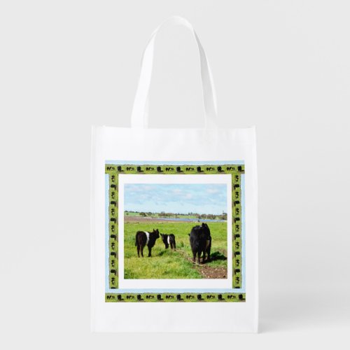 Mommy And Baby Belted Galloway Cows Grocery Bag