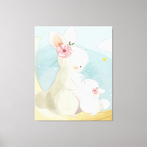 Mommy And Baby Bunny  Gift For Kids Canvas Print