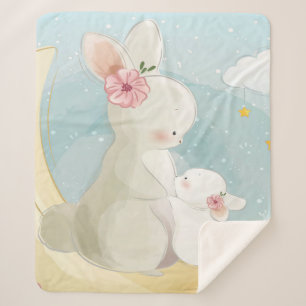 Mommy And Baby Bunny Gift For Kids Sherpa Blanket