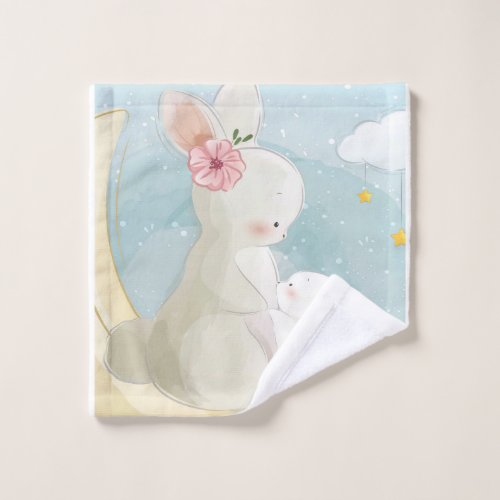 Mommy And Baby Bunny  Gift For Kids Wash Cloth