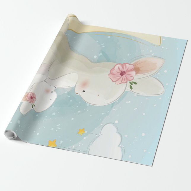 Mommy And Baby Bunny | Gift For Kids Wrapping Paper (Unrolled)