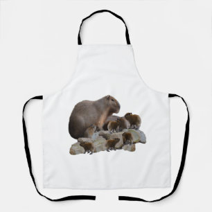 Mommy And Baby Capybaras, Apron