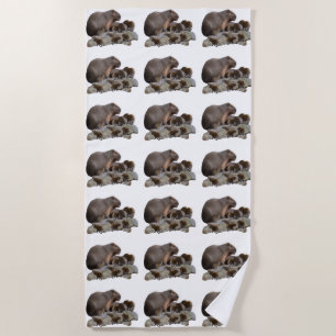 Mommy And Baby Capybaras, Beach Towel