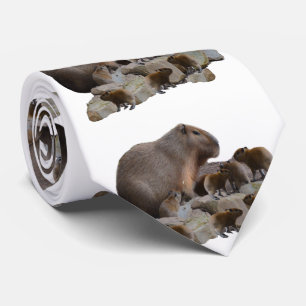 Mommy And Baby Capybaras, Neck Tie
