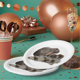 Mommy And Baby Capybaras, Paper Plates