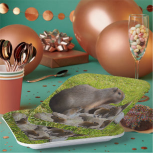Mommy And Baby Capybaras, Paper Plates