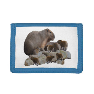 Mommy And Baby Capybaras, Tri-fold Wallet