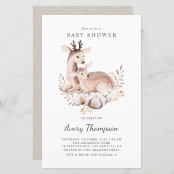 Mommy And Baby Deer Fall Baby Shower Invitation by misstallulah at Zazzle