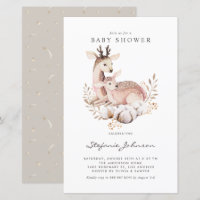 Mommy and Baby Deer Fall Baby Shower Invitation