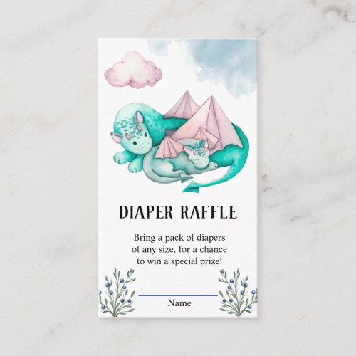 Mommy and Baby Dragon Baby Shower Diaper Raffle   Enclosure Card