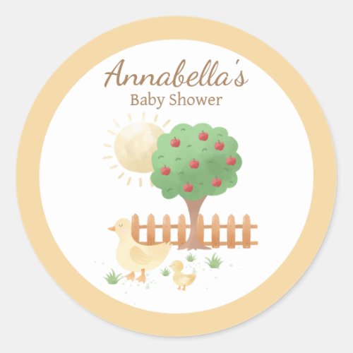 Mommy and Baby Duck Cute Baby Shower Classic Round Sticker