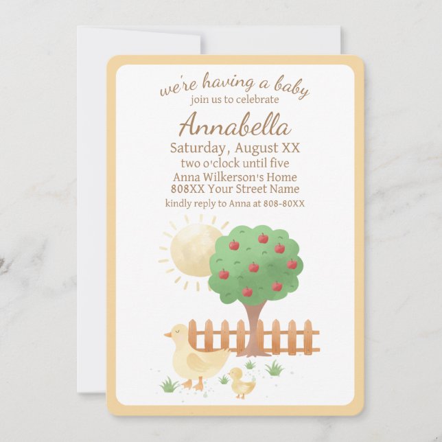 Mommy and Baby Duck Cute Baby Shower Invitation (Front)
