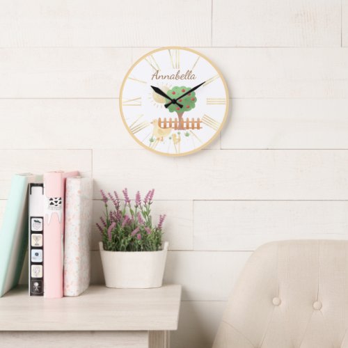 Mommy and Baby Duck Cute Country Life Large Clock