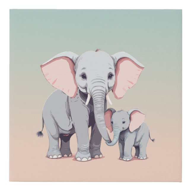 Mommy and baby elephant canvas print (Front)