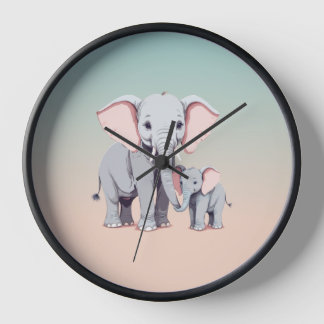 Mommy and baby elephant clock